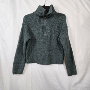 Universal Thread Women's Teal High Neck‎ Long Sleeve 1/4 Zip Cropped Sweater XS